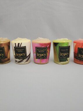 Legacy by Root Lot x5 Votive Candles Sampaquita Pear Grapefruit Vanilla Pumpkin